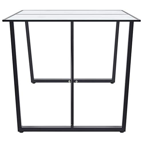 Table de bar blanche 160 x 80 cm en verre pour cuisine moderne et bureau - 5