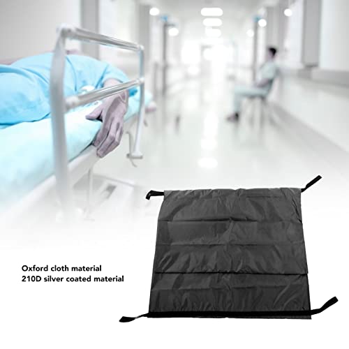 Image of GLOGLOW Body Bag, Black Emergency Cadaver Body Bag Oxford Cloth 210D Silver Coated Storage Bag with 4 Side Handles and Center Zipper for Funeral Hospital Use