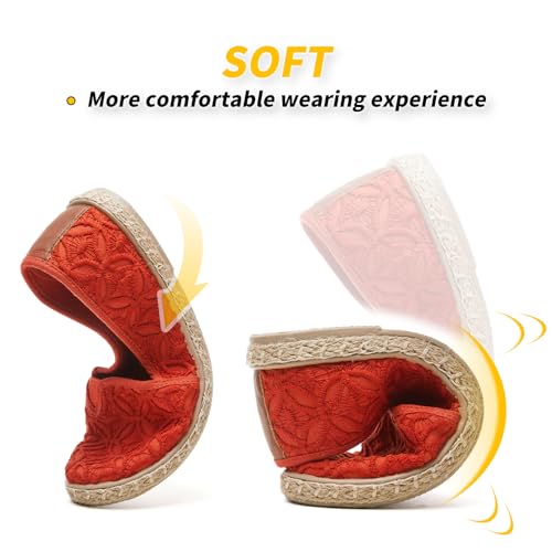 Image of BABUDOG Women's Flats with Flower Embroideried,White Lace Ballet Flats,Comfortable Dress Flats
