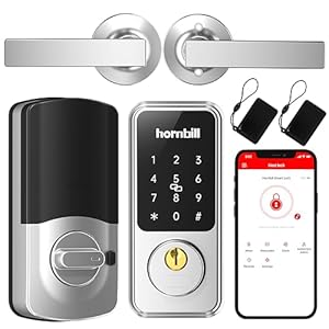 Keypad Door Lock with Handlesets: Keyless Entry Smart Locks for Front Door – Front Door Lock Set Keyless Entry – Hornbill Smart Deadbolt Locks with Handle Set – Exterior Door Locks Set