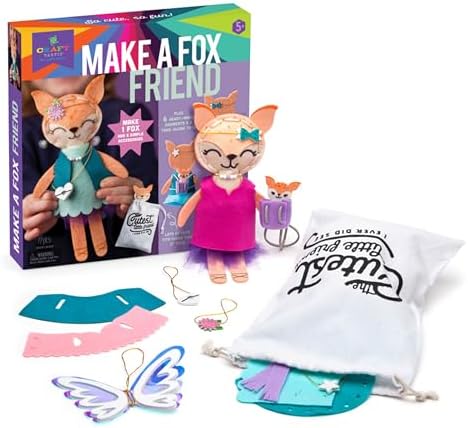 Craft-tastic – Make a Fox Friend Craft Kit – Learn to Make 1 Easy-to-Sew Stuffie with Clothes & Accessories