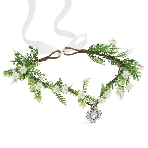 SWEETV Handmade Fairy Flower Crown Elf Floral Headpiece Forest Headband Elven Circlet Woodland tiara Costume Jewelry for Women Girls Wedding Cosplay Party Halloween