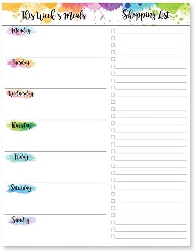 Weekly Meal Planner - Undated Magnetic Notepads with Grocery List, 7" x 9", 52 Weeks, Meal Planning Pad for Refrigerator Door with Tear-Off Shopping List, Hanging Food/Menu Organizer Notepad