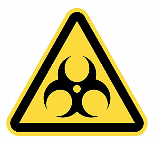 Señal Adhesiva Advertencia Riesgo Biológico 5 uds de 15 cm Pegatina Triangulo Amarillo Señalización Peligro (15 cm, Riesgo Biológico)