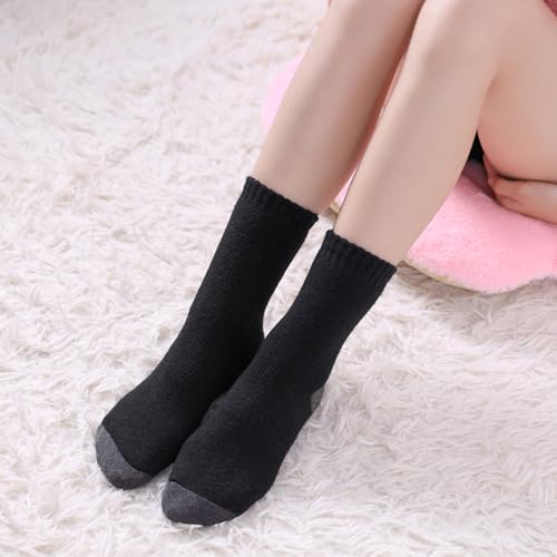Image of LINEMIN Wool Socks for Women Winter Warm Hiking Thick Warm Cozy Boot Crew Gift Socks 5 Pairs