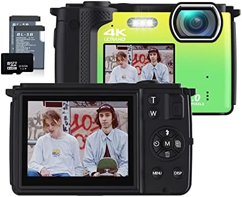 Digital Camera 4K 64MP, Vlogging Camera with Flash Selfie Dual Screens,Compact Point and Shoot Camera with WiFi,16X Digital Zoom 2.8'' Video Camera for Teens Students Boys Girls Seniors(Tie)