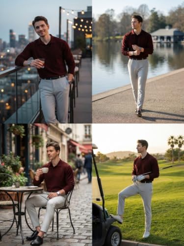 Image of Leriya Fashion Men's Black Long Sleeve Polo T Shirt | Solid Collared Casual Polo Tee for Men | Regular Fit Comfortable T-Shirt for Office, Casual (Available in Plus Size)