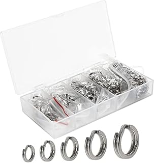 200PCS Stainless Steel Fishing Split Rings, High Strength Double Flat Wire Snap Ring Heavy Duty Lure Connector with Fishing Pliers Scissors Fishing Lanyard Fishing Tool Accessories 5 Size