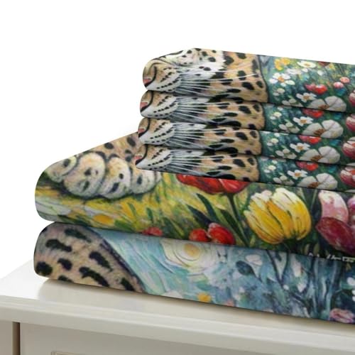Housse de couette léopard de neige 260x220cm en microfibre douce pour grand lit