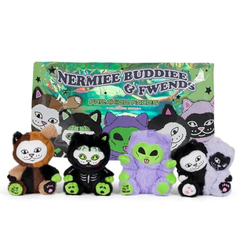 RIPNDIP Freakiee Faces Nermiee Mystery Bags (Assort) Blind Box Assort Plush Keychain (Complete 4 Set (No Repeats))