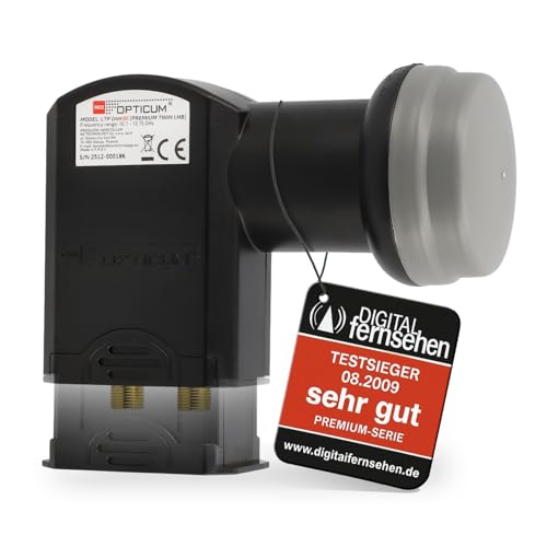RED OPTICUM 04H Twin LNB Digital LNB 2-Fach mit LTE Filter 0.1dB Rauschmaß ausziehbarem Wetterschutz Full HD 4K UHD - Sat-LNB 2 Teilnehmer für Satellitenschüssel Satelliten TV (schwarz)