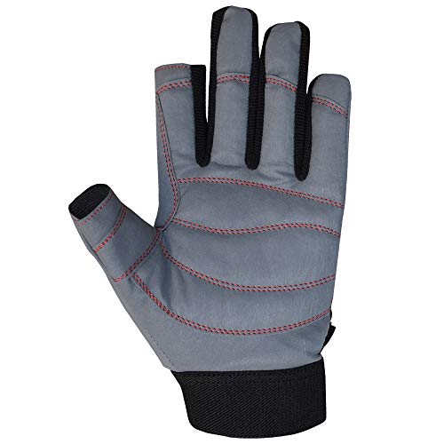 Image of MRX BOXING & FITNESS Sailing Gloves with Cut only Thumb and Index Finger and Grip for Men and Women, Great for Kayaking, Workouts and More Grey /Black Medium