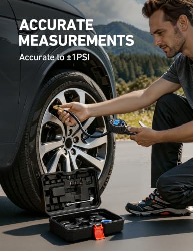 Image of AstroAI Digital Tire Pressure Gauge with Inflator, 3-250 PSI ±1% Precision