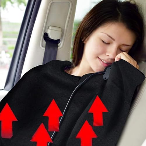 Image of Big Ant Electric Car Blanket 12V Heated Car Blanket with 4 Hours Auto Off, Fast Heating Level Electric Blanket for Car Truck SUV RV Car Electric Blanket 58 inch x 42 inch (Black,Upgrade Model)