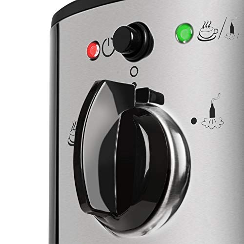 Klarstein Passionata Rossa Espresso Machine, 1350W, Stainless Steel Components, Steam Nozzle for Frothing Milk and Preparing Hot Drinks, 20 Bar, Cherry Red