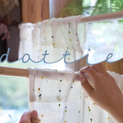 JINCHAN Semi Sheer Kitchen Curtains 24 Inch Mini Pom-Pom Cafe Curtains by jinchan - Used condition - Image 4