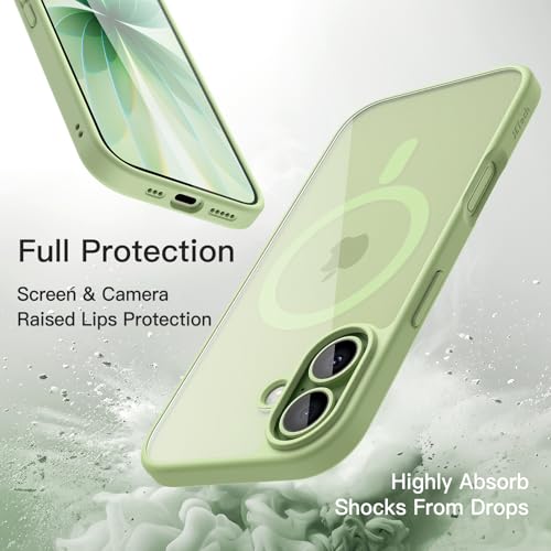 Image of JETech Magnetic Case for iPhone 17 6.3-Inch Compatible with MagSafe, Shockproof Phone Bumper Cover, Solid Color Matte TPU Frame, Anti-Scratch Clear Back (Sage)