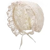 JEEYJOO Baby Girls Newborn Lace Flower Embroidered Christening Occasion Bonnet Princess Sun Hat Beig