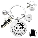 Vylara Schlüsselanhänger Fußball mit Gravur für Jungs - Fussball Anhänger mit Karte und Box,Mutmacher Geschenk für Kinder & Teenager - Ideales Nikolaus, Geburtstag
