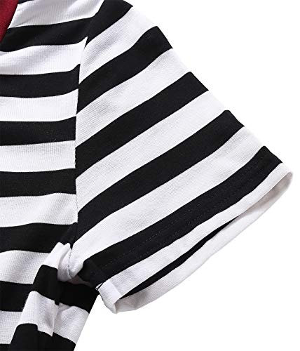Image of BI.TENCON Women's Striped Pleated Casual A-Line Dresses Knee Length with Pockets