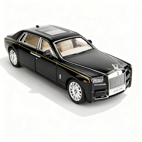 TGRCM-CZ Rolls-Royce Phantom Voiture miniature en alliage de zinc moulé sous pression avec son et lumière pour enfants, garçon, fille, cadeau (Noir) CZ24162