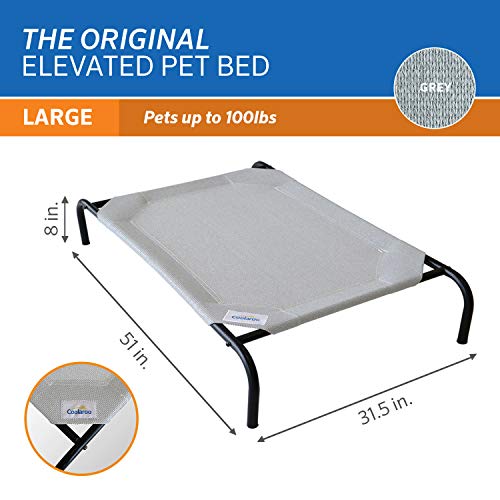 Coolaroo Original Elevated Dog Bed - Breathable Off-The-Ground Pet Bed with Cooling Fabric, Joint Relief & Moisture-Resistant Fabric, 100% Recyclable, Easy Clean, Grey, Large - Thumbnail 4