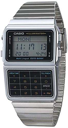 Casio Men's DATABANK Digital Watch with Stainless Steel Strap, Silver-Tone, 22 (Model: DBC611-1VT)