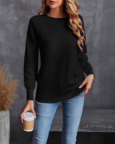 Image of LAISHEN Women's Fall Fashion 2025 Casual Long Sleeve Crewneck Loose Knit Pullover Cute Sweater Tops