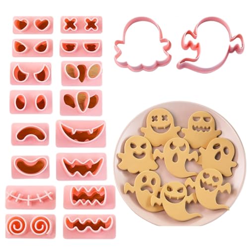 Ghost Halloween Cookie Stamps Set, 10 Pieces 3D Pressable Cookie Cutters