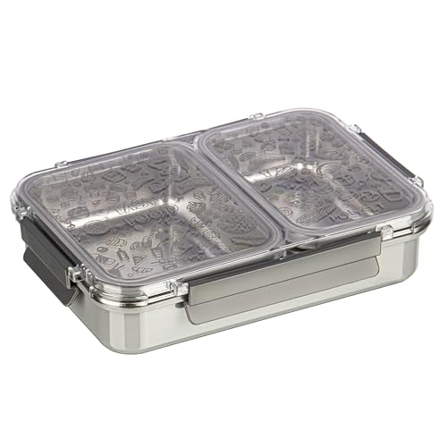 Image of Polyset Munch Mate 1000 2 PARTITION - Grey Compartment Stainless Steel Lunch Box, Leakage Proof Lunch Box for School Kids and Adults Pack of 1 1000ml