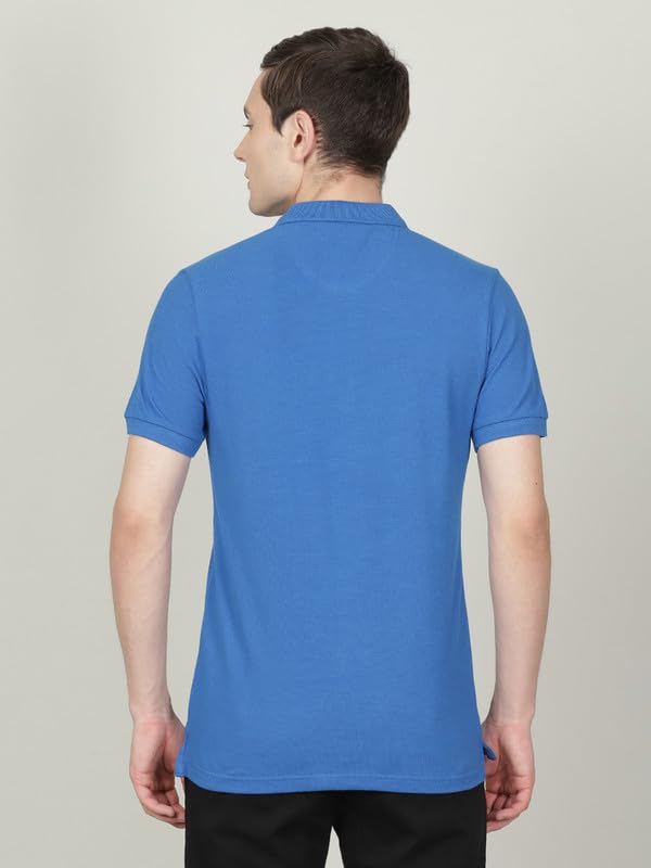Image of CROCODILE Men's Solid Casual Wear T-Shirt | Polo Neck | Half Sleeves | Pull On | Regular