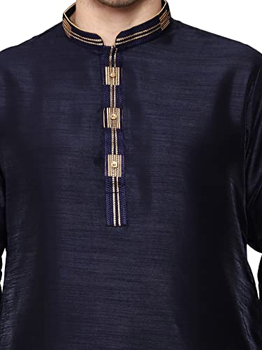 Image of ITOS365 Men's Tunic Art Silk Kurta Pajama and Scarf Suit Set Indian Clothing Wedding Party Dress Gifts Items