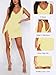 Pungdra Womens Sexy Deep V Neck Mini Dress for Women Yellow X-Large Y2K Side Slit Going Out Cocktail Wedding Party Ruffle Short Dresses