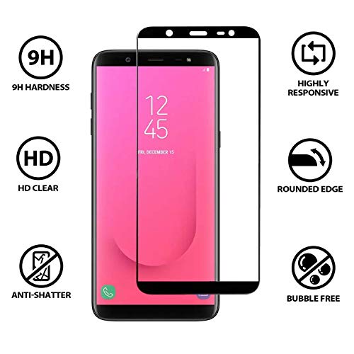 Image of Screen Protector for Samsung Galaxy J8 (Black) Tempered Glass Edge-to-Edge 6D Screen Guard With Installation Kit