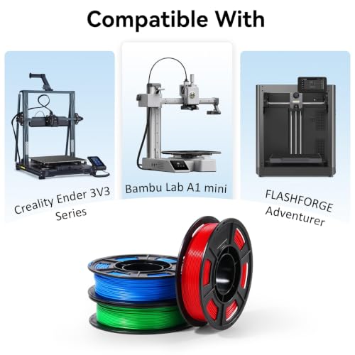 Image of Dynta 3D Printer Filament 250g 53mm Spool - 1.75mm High Precision Regular PLA Compatible with FLASHFORGE, Bambu Lab A1, Creality Ender-3 V3, Black, White, Red, Green, Blue, Purple for Beginners