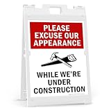 Please Excuse Our Appearance While We'Re Under Construction Sidewalk Sign Kit, 18x24 Inches, Portable A Frame, Made in USA by My Sign Center