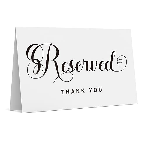 10 Pack Reserved Sign Tent Place Cards for Party Restaurant Reserved Table Signs Wedding Reserved Signs for Tables at Restaurants Wedding Receptions Churches. (Thank You)
