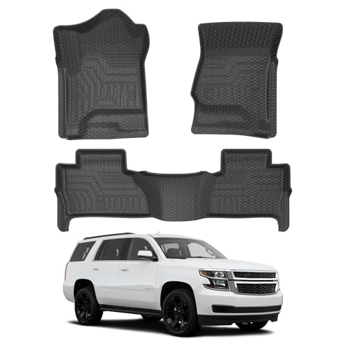 Mixsuper Custom Fit Floor Mats for Chevrolet Tahoe/GMC Yukon 2015-2020 All Weather Floor Liners Durable 1st & 2nd Row Set Black