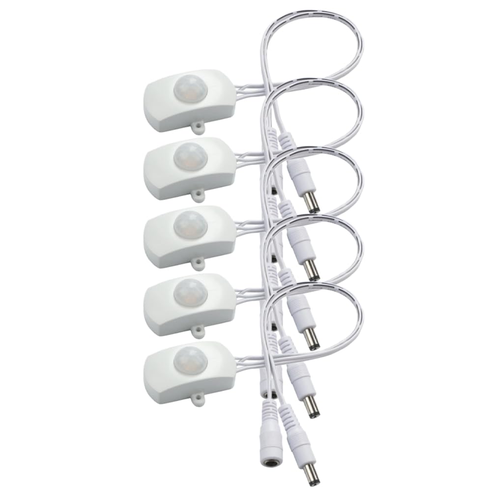 Interrupteur Capteur De Mouvement PIR DC 6-24V 5A Uxcell - Pour Lumières LED Activées Par Détection, Câble Blanc Inclus