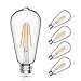 LED Edison Bulb Dimmable 6W Vintage Led Light Bulb 60W Equivalent 2200K Warm White 520 Lumen ST64 Led Filament Bulb E26 Medium Base Decorative Clear Glass for Bathroom Kitchen Dining Room, 4 Pack