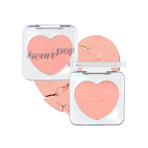 ETUDE Heart Pop Brasher N Super Sunset (Warm/Spring) Cheek, Natural Highlight, Yeve, Spring, Glossy, Compact, Transparent, 0.2 oz (4 g)