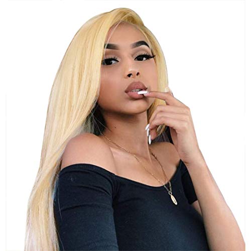 Blonde Human Hair Wigs 613 Frontal Lace Wig 150% Density Brazilian Straight Wave Wigs For Women Virgin Hair Pre Plucked Bleached Knots Lace Front Wig 13x4 613 Human Wig With Baby Hair 10 Inch