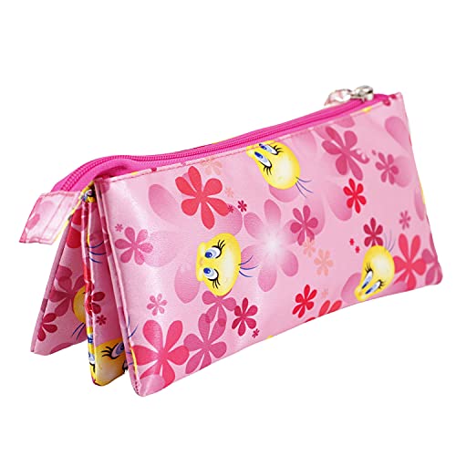 karactermania Tweety Pink Flowers-Triple Pencil Case, Pink - Image 3