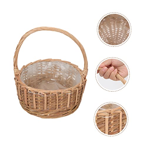 Yardenfun 1Pc Cesta De Flores Cesta De Vime Cesta Rústica Pote Bandejas Para Plantas Cestas De Flori
