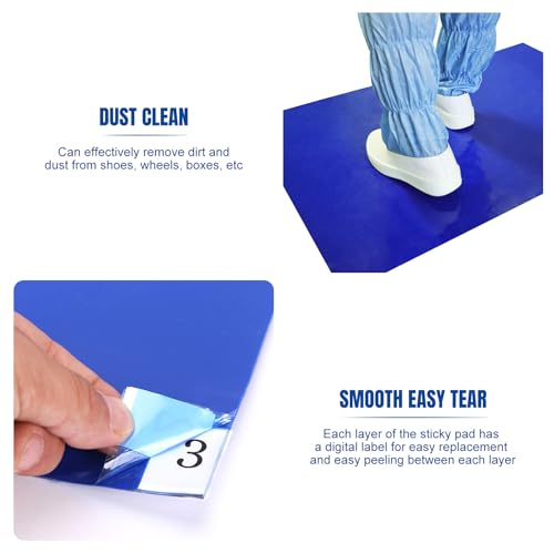Image of TCE AD08012U Torin Adhesive /Sticky /Tacky Mats: Collects and Removes Dirt and Dust for a Clean Home, Laboratory, Hospital, Warehouse and More - Includes 4 Boxes of 30 (120 Total) 24x36 inch Sheets, Blue