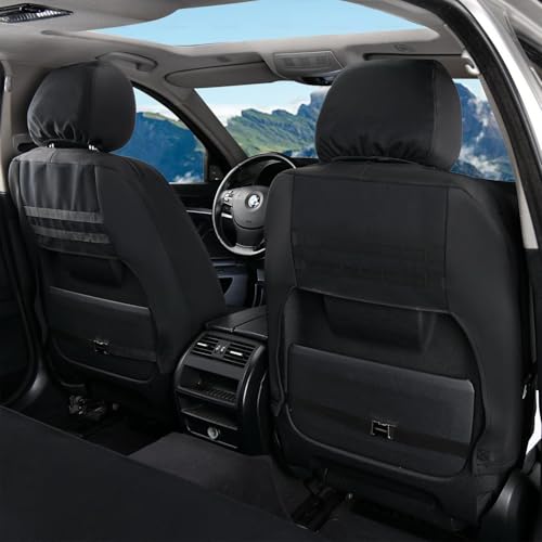 Image of Coverado Car Seat Covers Front, Canvas Universal Seat Covers for Cars, 2-Pack Car Seat Cushions, Auto Seats Protectors for Kids & Dogs, Driver Seat Covers Fit for Most Vehicles Trucks SUVs /Black