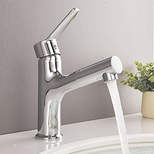 Robinet extractible pour salle de bain mitigeur chaud froid en cuivre avec pulvérisateur