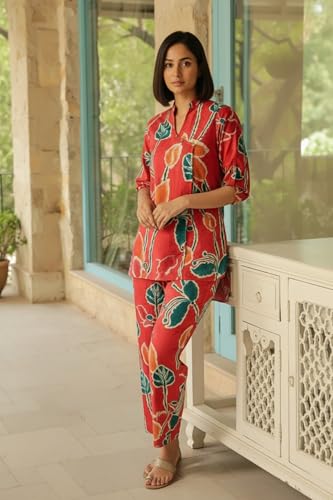 Image of Leriya Fashion Kurta Sets for Woman | Co ord Set for Women Stylish | Kurti Set for Woman | Short Kurti for Women | Kurtis | Ethnic Jaipuri Straight Kurta Set with Palazzo Pants | Salwar Suit for Party Outfits