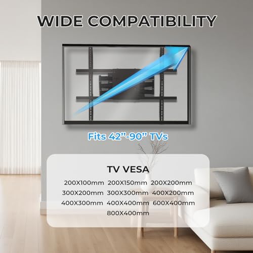 NSY Audio Long Arm TV Wall Mount with 28 Inch Extension, Full Motion Articulating TV Bracket for 75 Inch TVs, Lateral Sliding for Perfect Centering on 16" Studs, Max VESA 600x400mm, Holds up to 80lbs — view 6