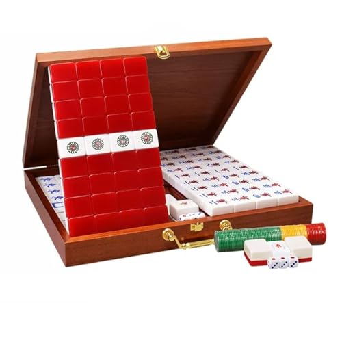 Juego de Mahjong Chino con 144 Piezas y Caja de Madera miniatura 1